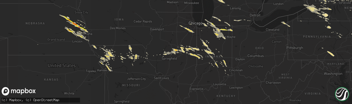 Hail map in Illinois on June 20, 2016