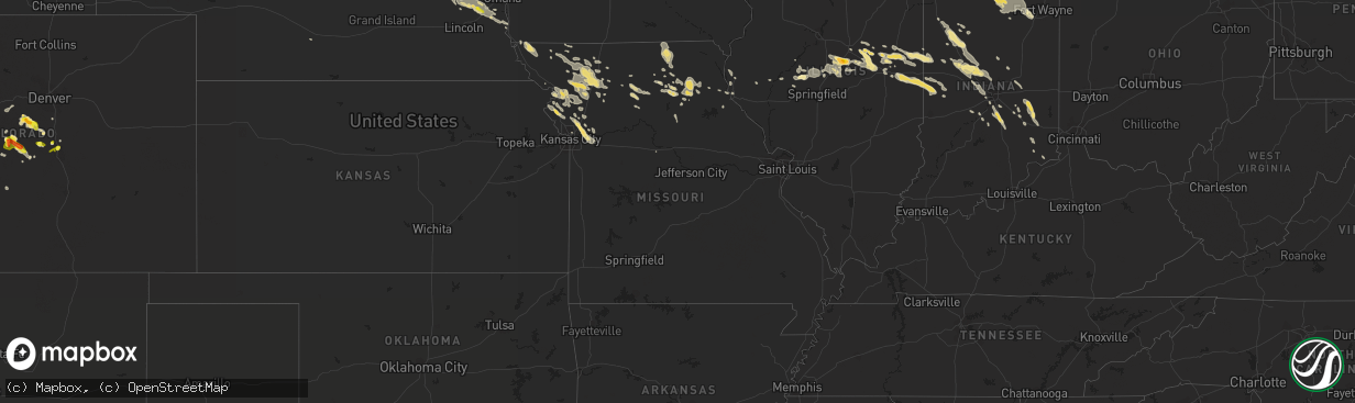 Hail map in Missouri on June 20, 2016