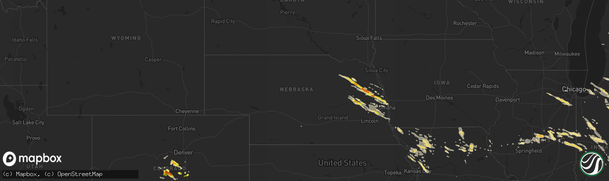 Hail map in Nebraska on June 20, 2016