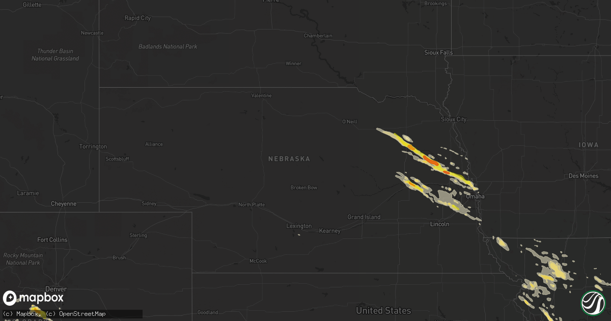 Hail map in Nebraska on June 20, 2016