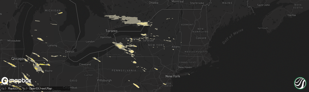 Hail map in New York on June 20, 2016