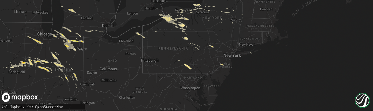 Hail map in Pennsylvania on June 20, 2016