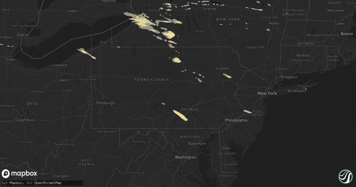 Hail map in Pennsylvania on June 20, 2016