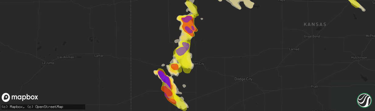 Hail map in Holcomb, KS on June 20, 2017