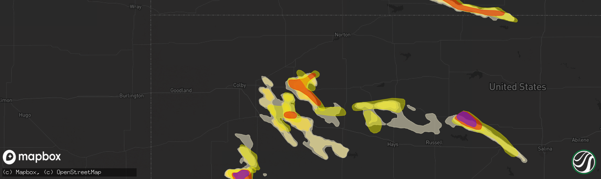 Hail map in Hoxie, KS on June 20, 2017