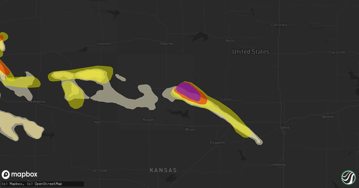Hail map in Lucas, KS on June 20, 2017