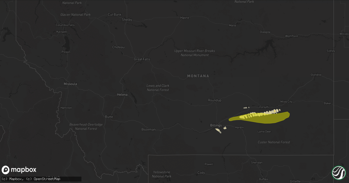 Hail map in Montana on June 20, 2017