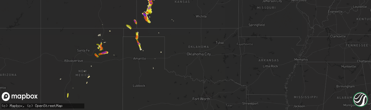 Hail map in Oklahoma on June 20, 2017