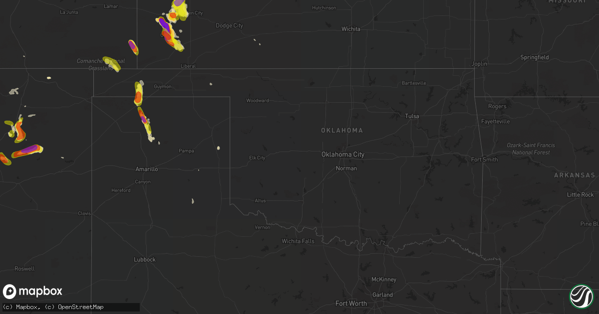 Hail map in Oklahoma on June 20, 2017