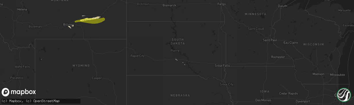 Hail map in South Dakota on June 20, 2017