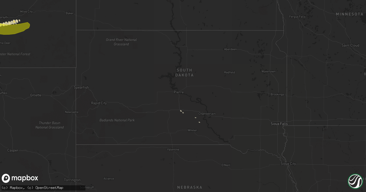 Hail map in South Dakota on June 20, 2017