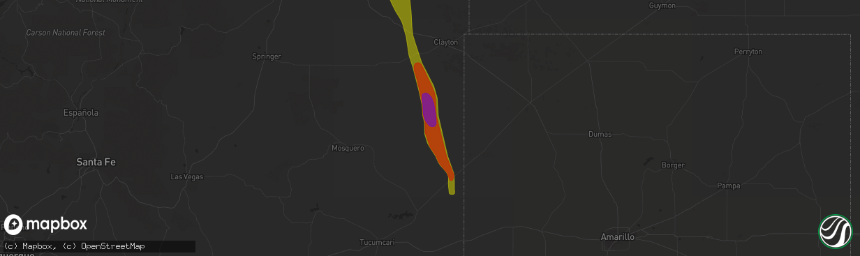 Hail map in Amistad, NM on June 20, 2018