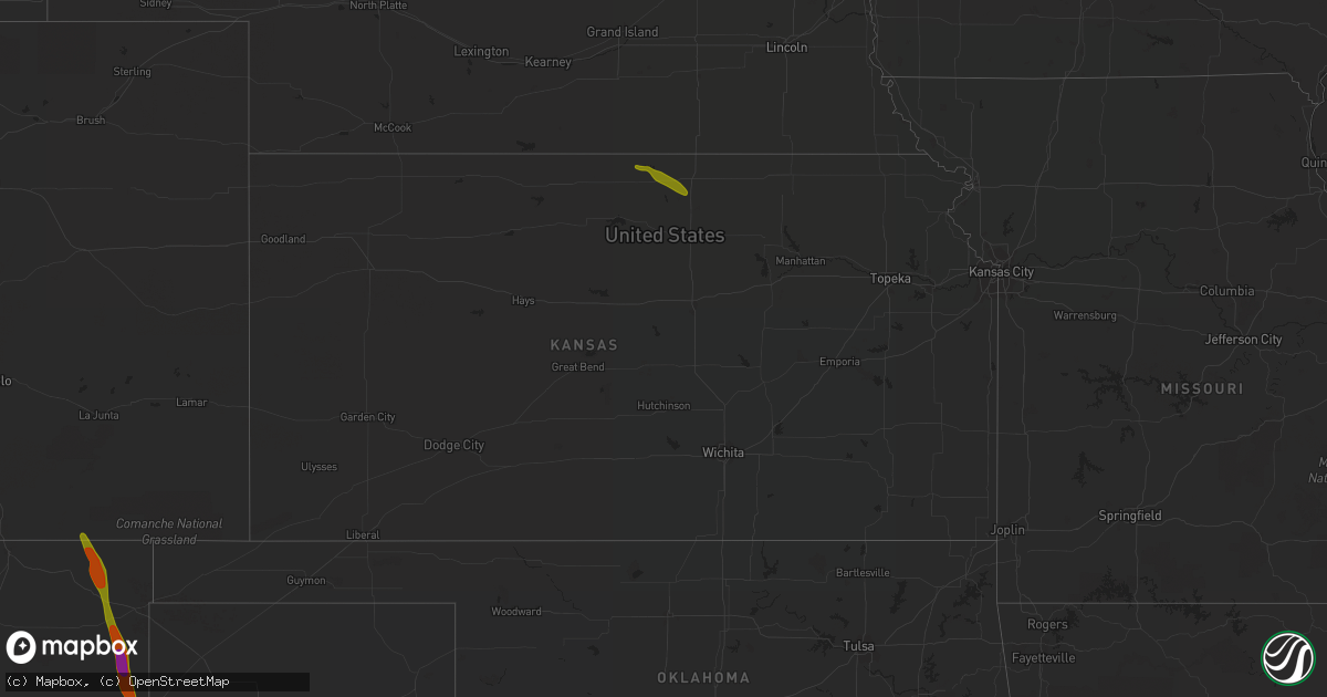 Hail map in Kansas on June 20, 2018