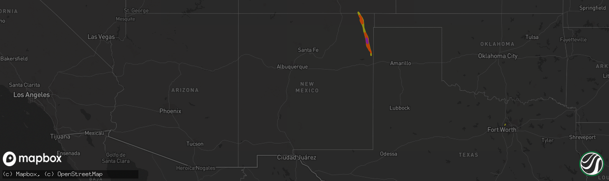 Hail map in New Mexico on June 20, 2018