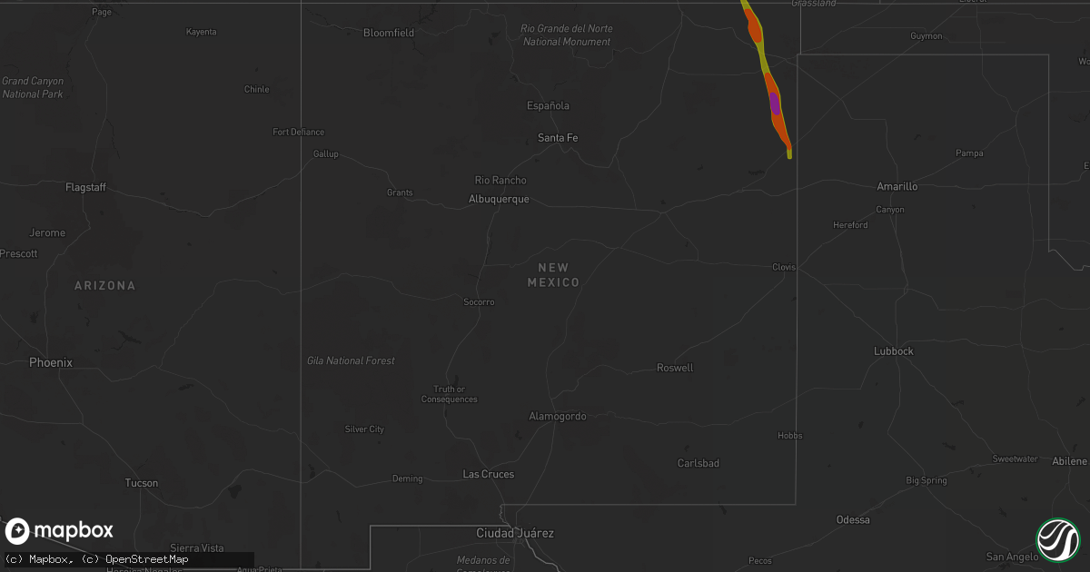 Hail map in New Mexico on June 20, 2018