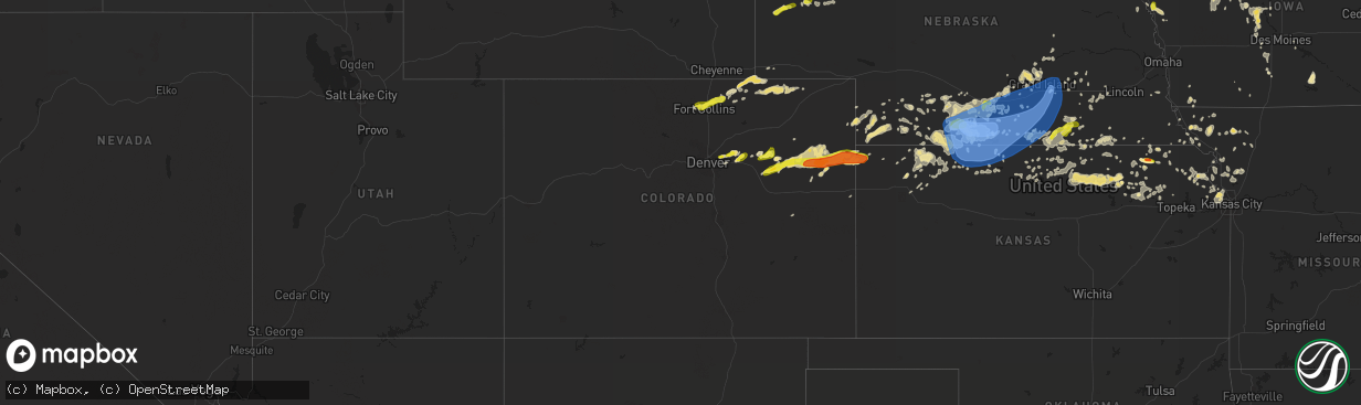 Hail map in Colorado on June 20, 2019
