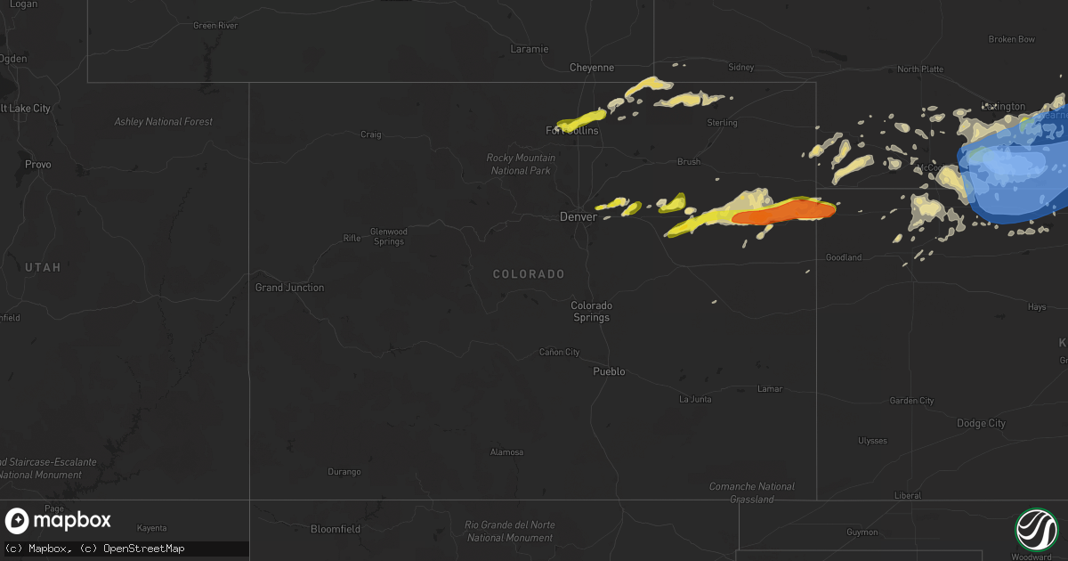 Hail map in Colorado on June 20, 2019