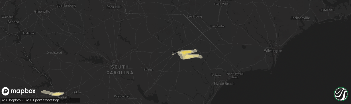 Hail map in Florence, SC on June 20, 2019