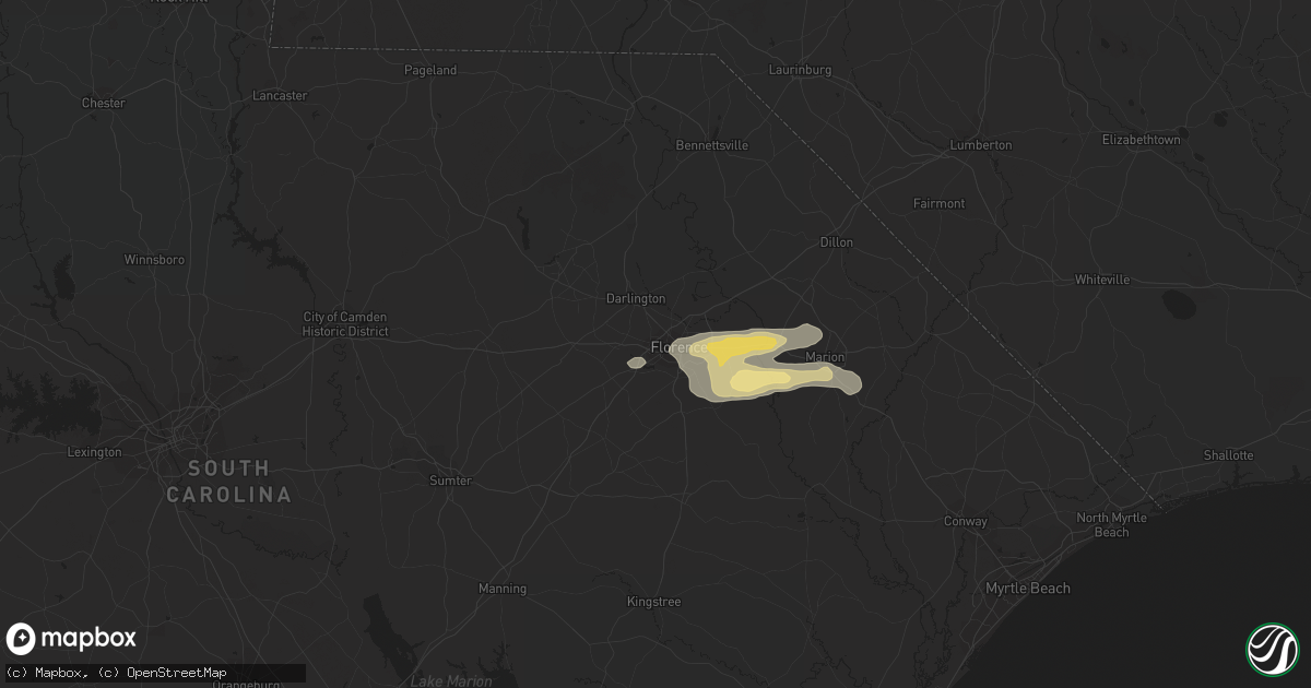 Hail map in Florence, SC on June 20, 2019