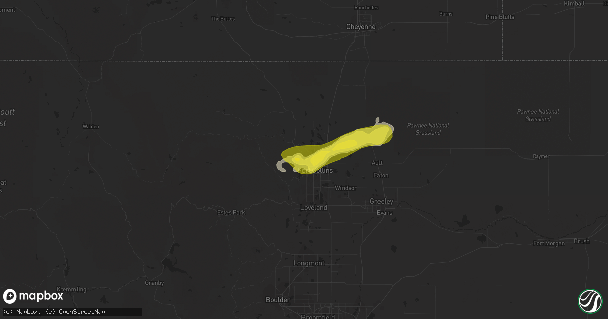 Hail map in Fort Collins, CO on June 20, 2019