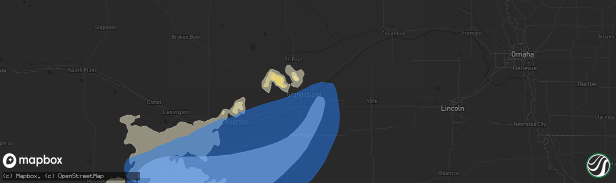 Hail map in Grand Island, NE on June 20, 2019