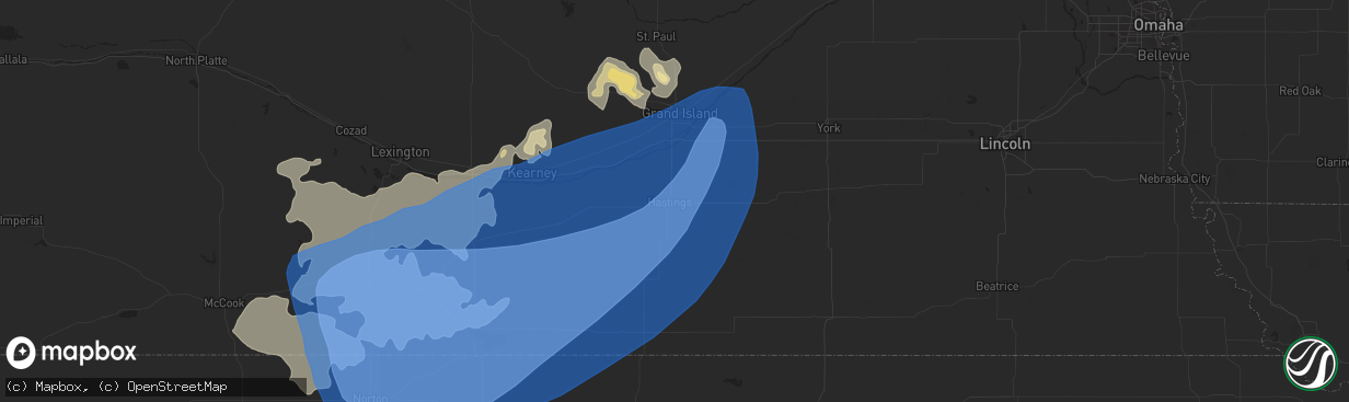 Hail map in Hastings, NE on June 20, 2019