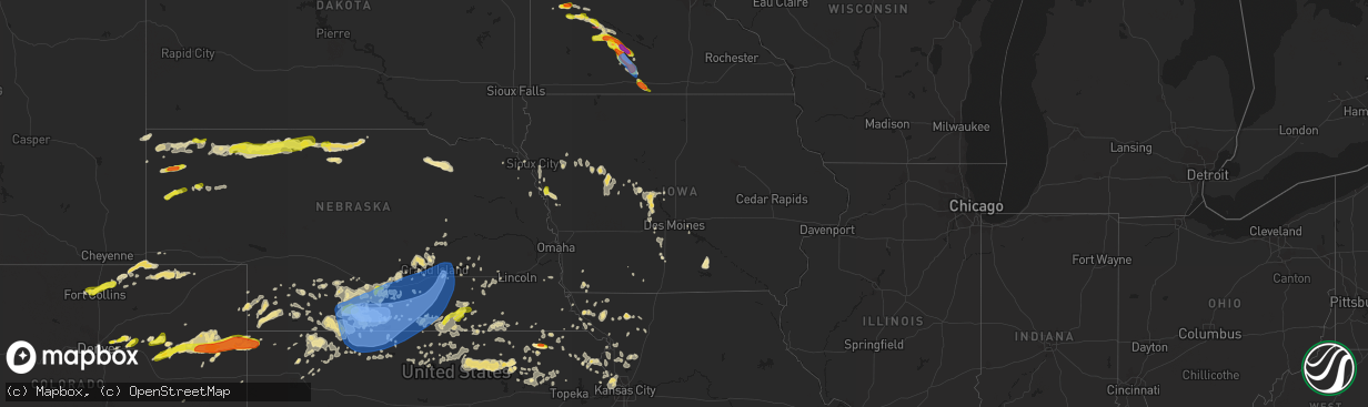 Hail map in Iowa on June 20, 2019