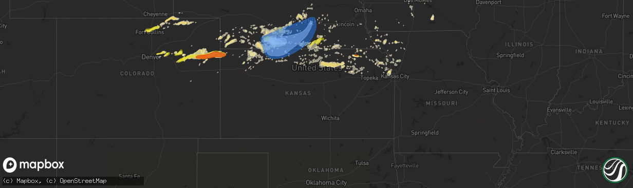 Hail map in Kansas on June 20, 2019