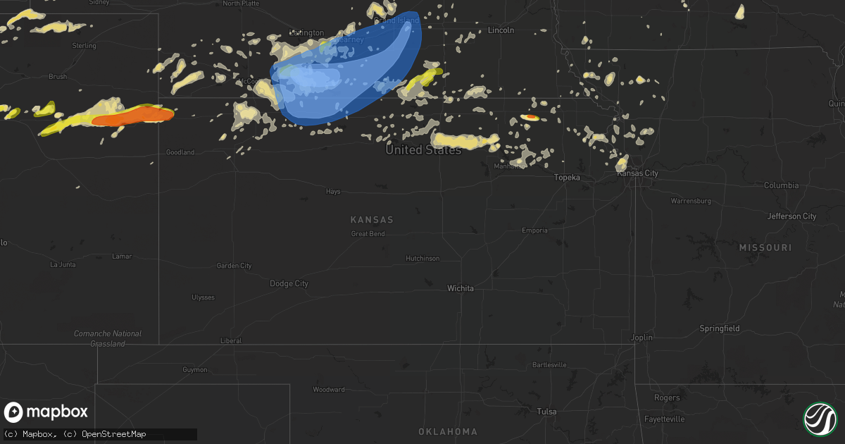 Hail map in Kansas on June 20, 2019