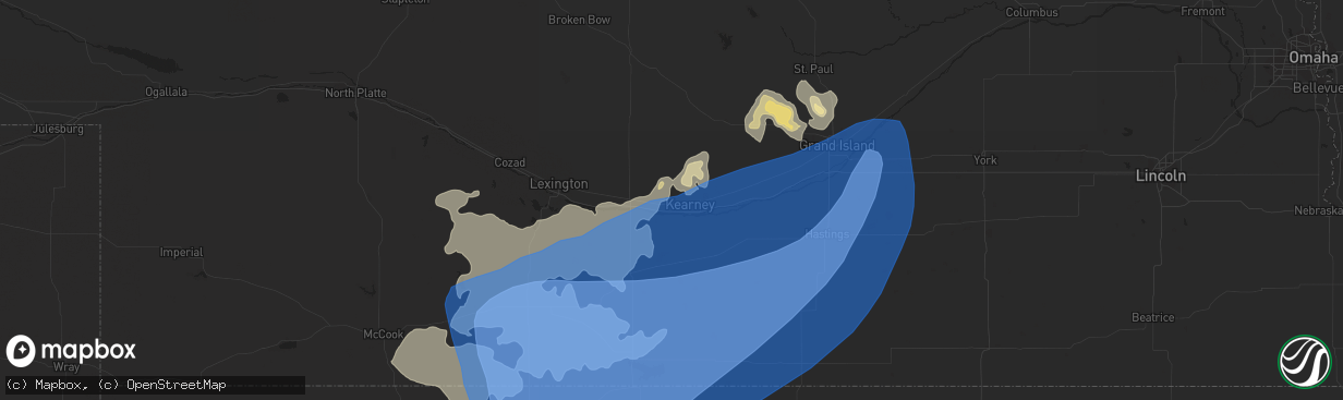 Hail map in Kearney, NE on June 20, 2019