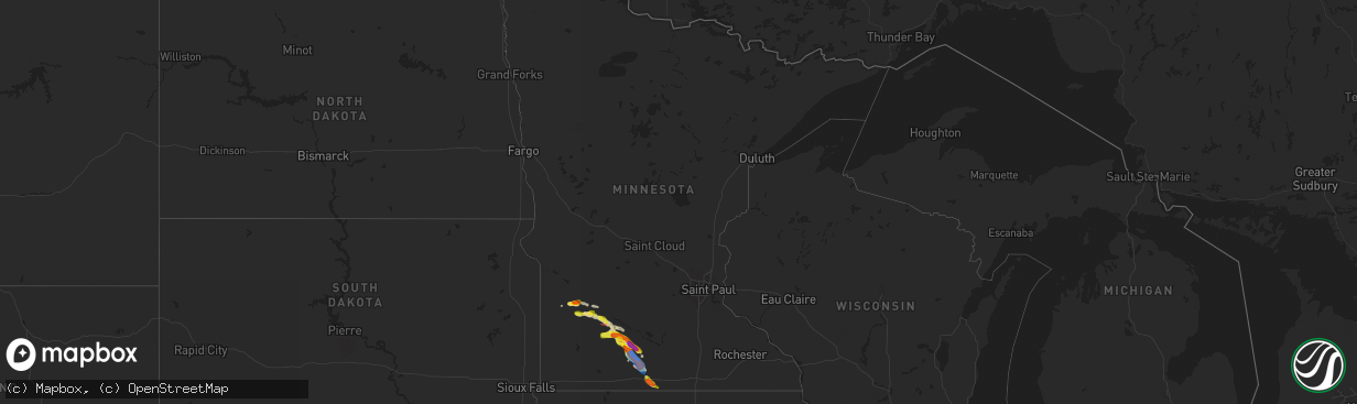 Hail map in Minnesota on June 20, 2019