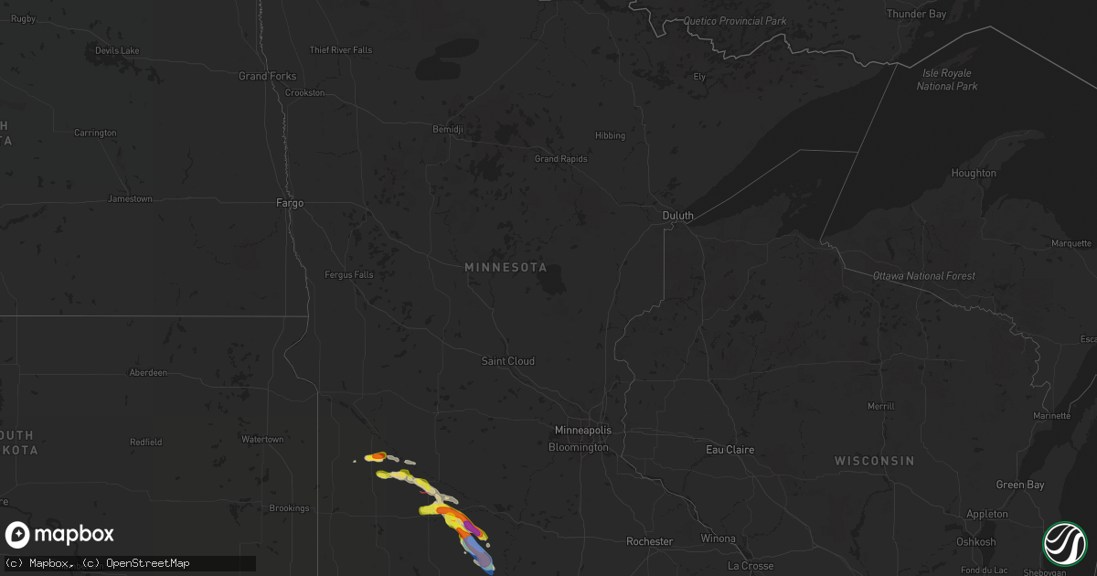 Hail map in Minnesota on June 20, 2019