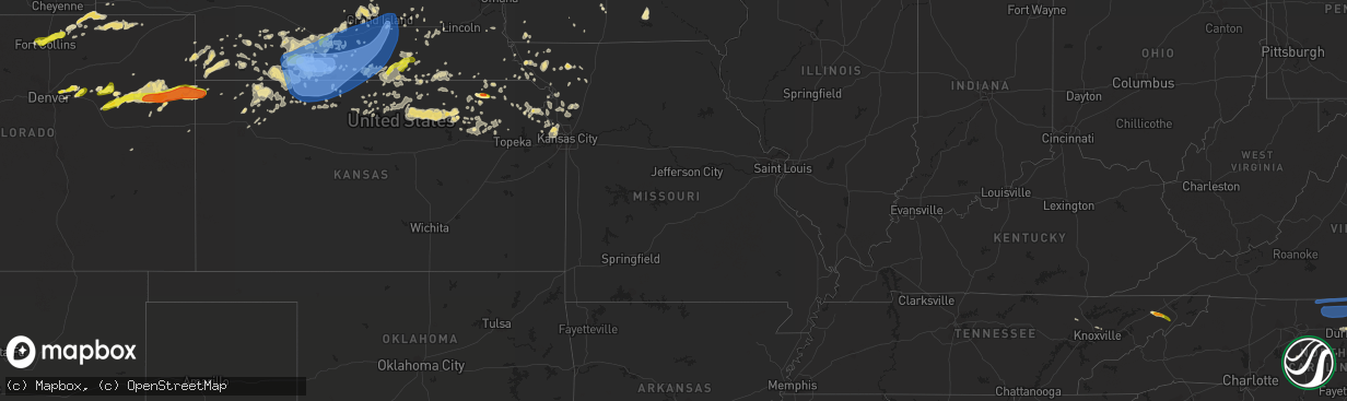 Hail map in Missouri on June 20, 2019