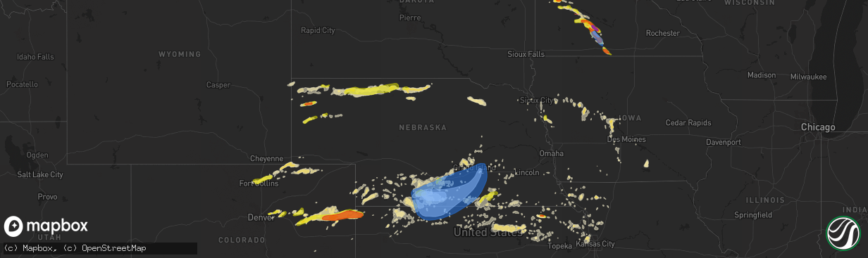 Hail map in Nebraska on June 20, 2019