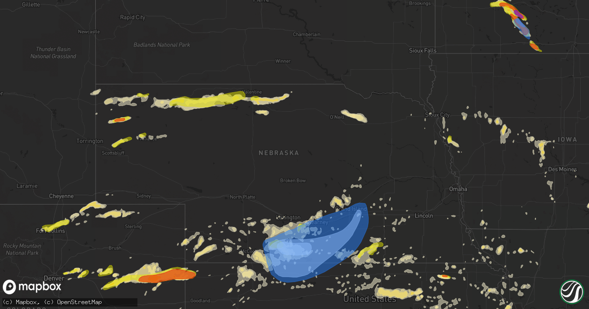 Hail map in Nebraska on June 20, 2019
