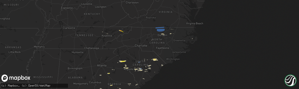 Hail map in North Carolina on June 20, 2019