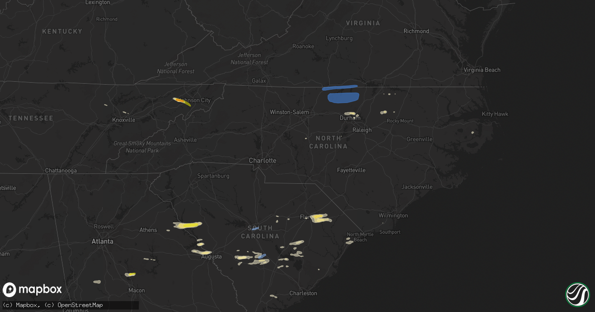 Hail map in North Carolina on June 20, 2019