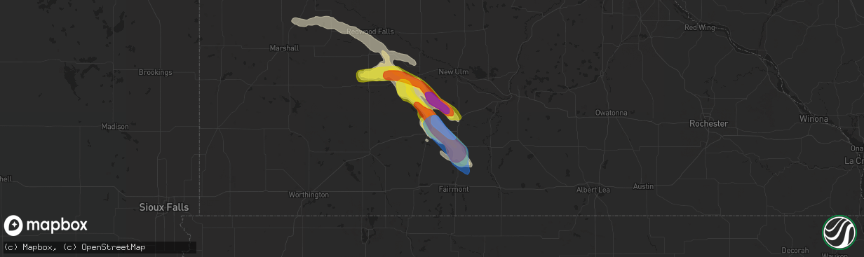 Hail map in Saint James, MN on June 20, 2019