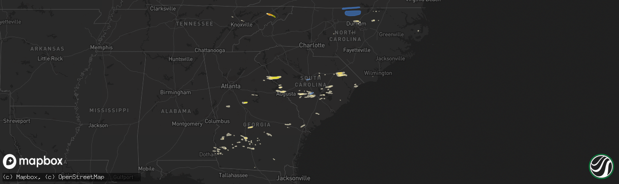 Hail map in South Carolina on June 20, 2019