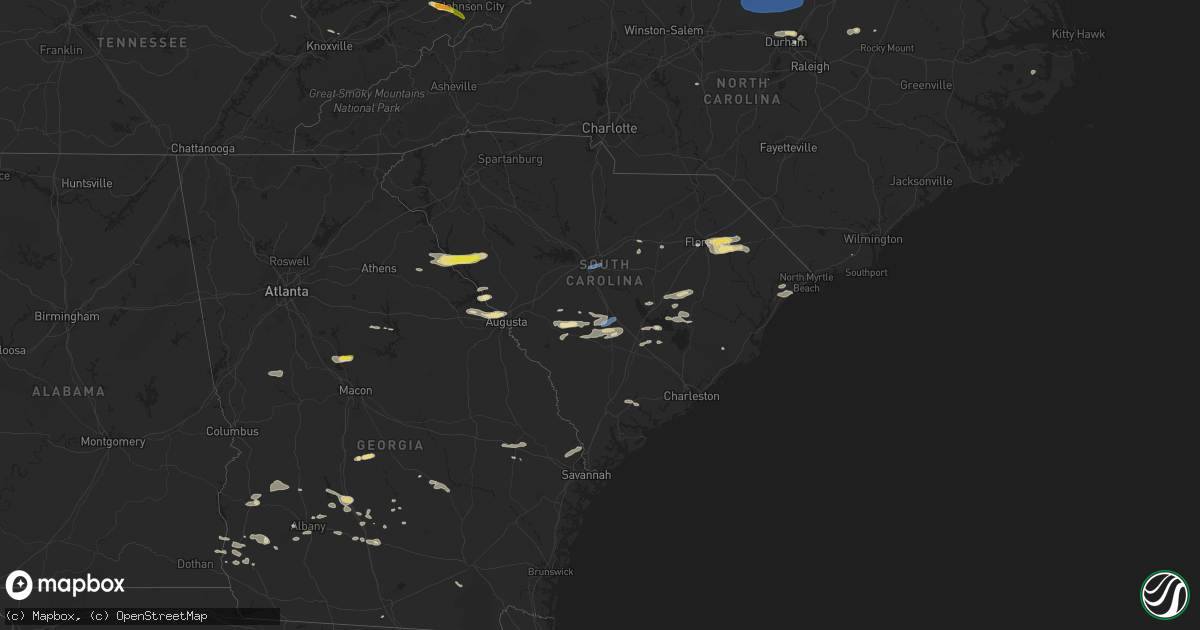 Hail map in South Carolina on June 20, 2019