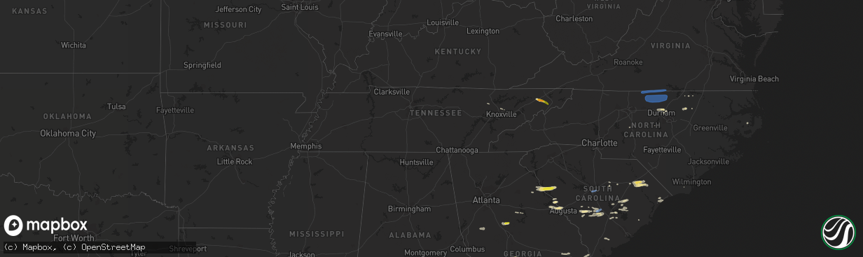 Hail map in Tennessee on June 20, 2019