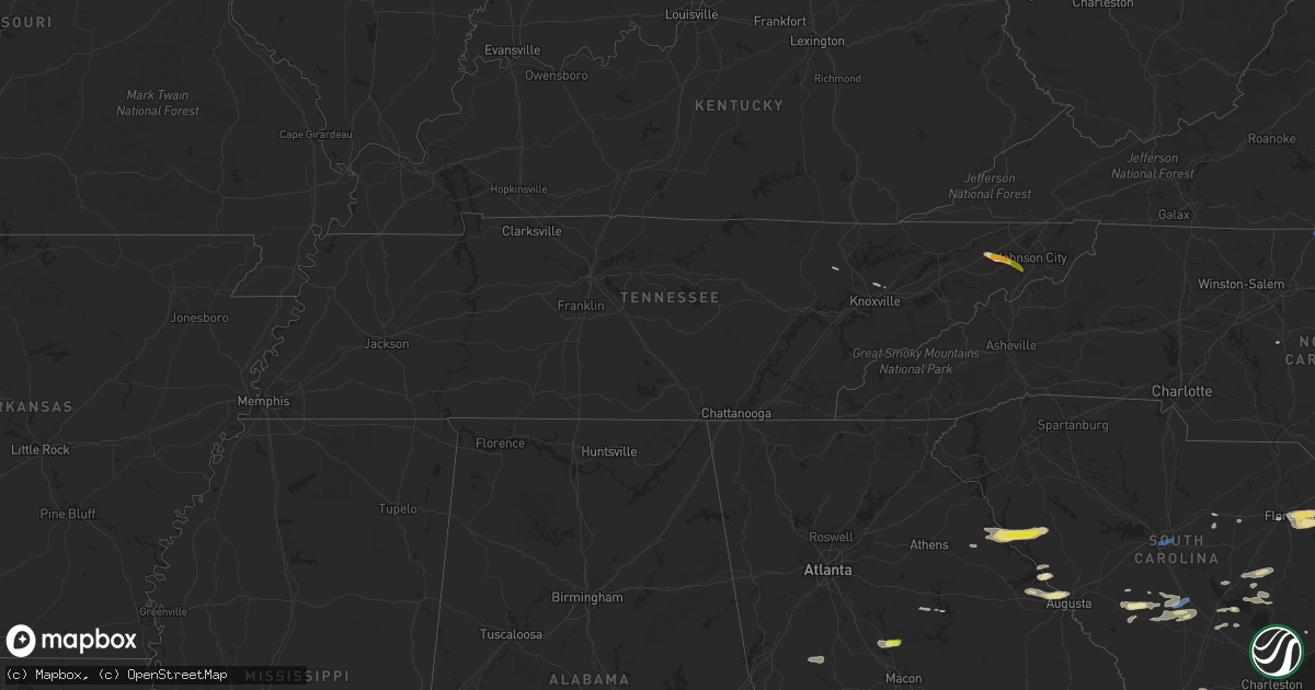Hail map in Tennessee on June 20, 2019