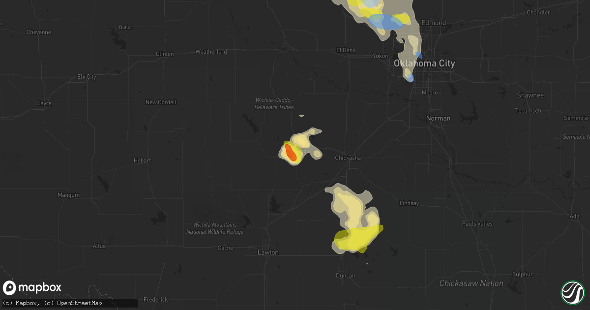 Hail map in Anadarko, OK on June 20, 2020