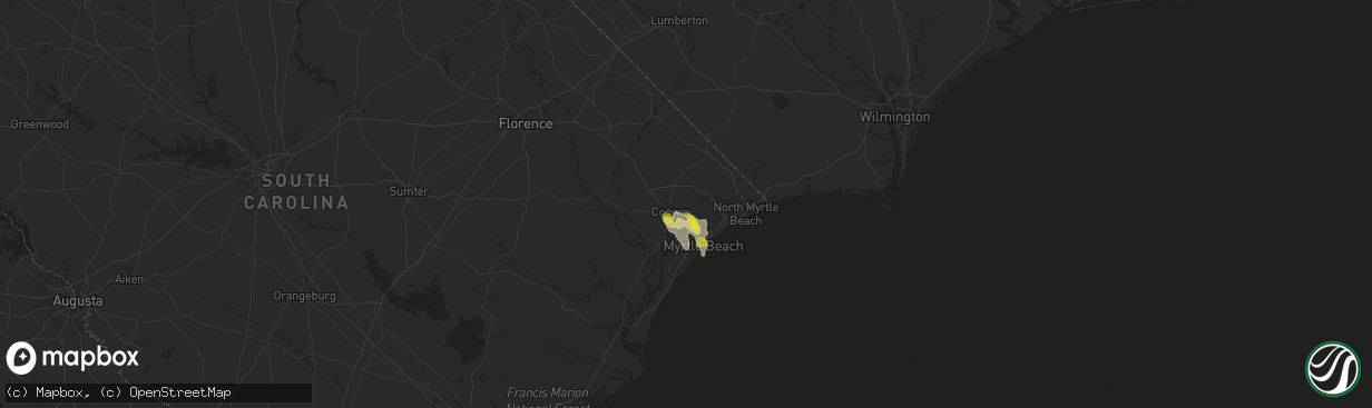 Hail map in Conway, SC on June 20, 2020