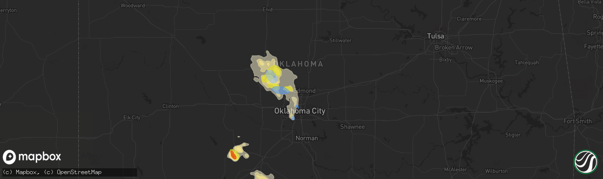 Hail map in Edmond, OK on June 20, 2020