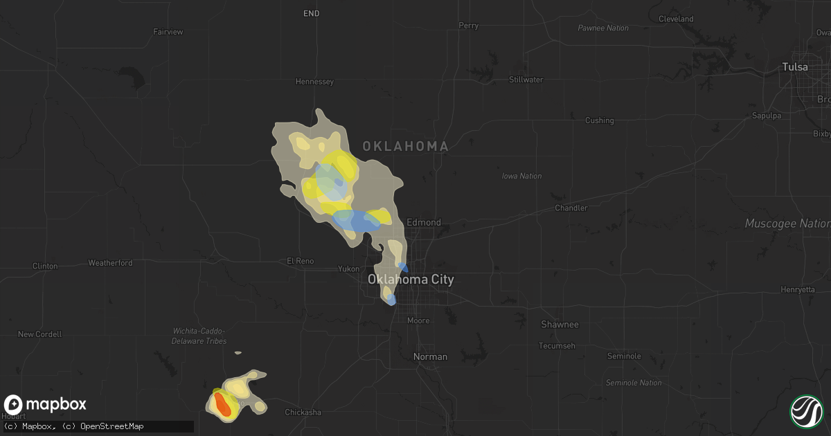 Hail map in Edmond, OK on June 20, 2020