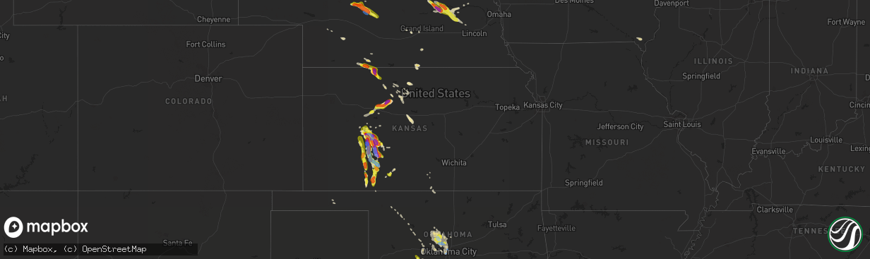 Hail map in Kansas on June 20, 2020