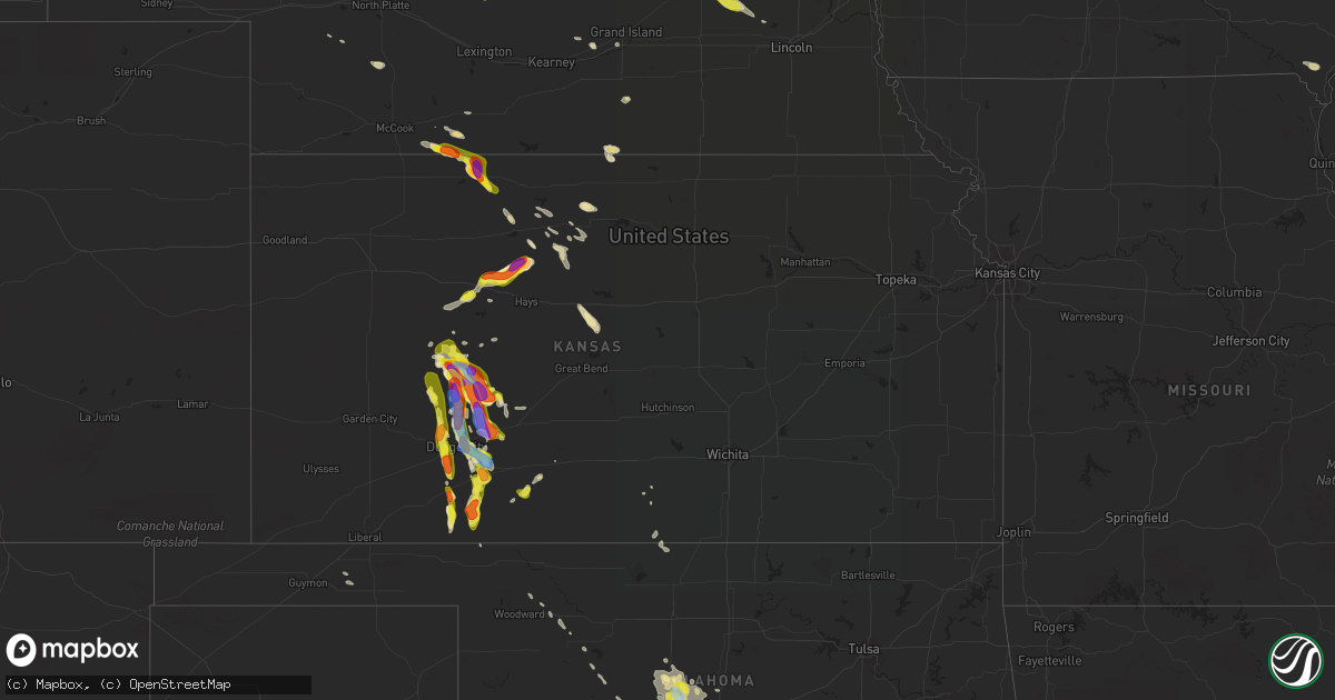 Hail map in Kansas on June 20, 2020