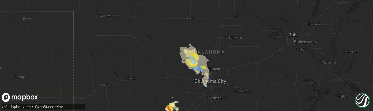 Hail map in Kingfisher, OK on June 20, 2020