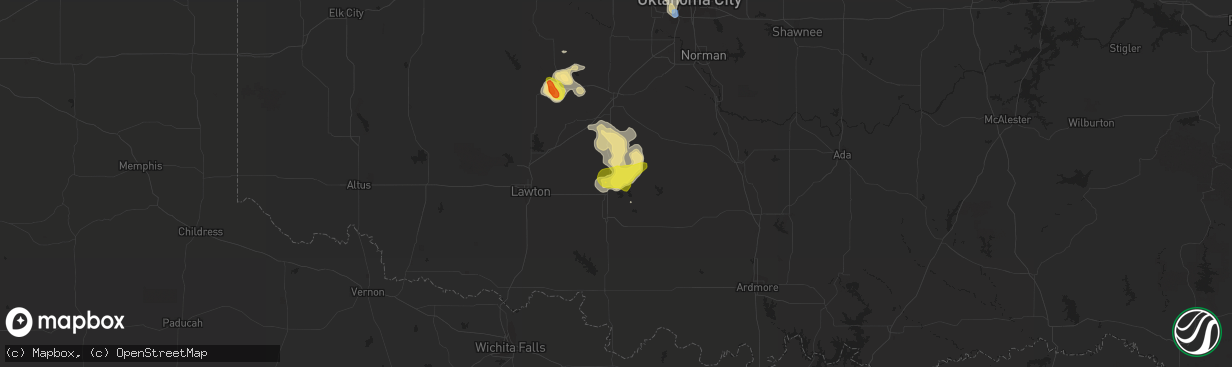 Hail map in Marlow, OK on June 20, 2020